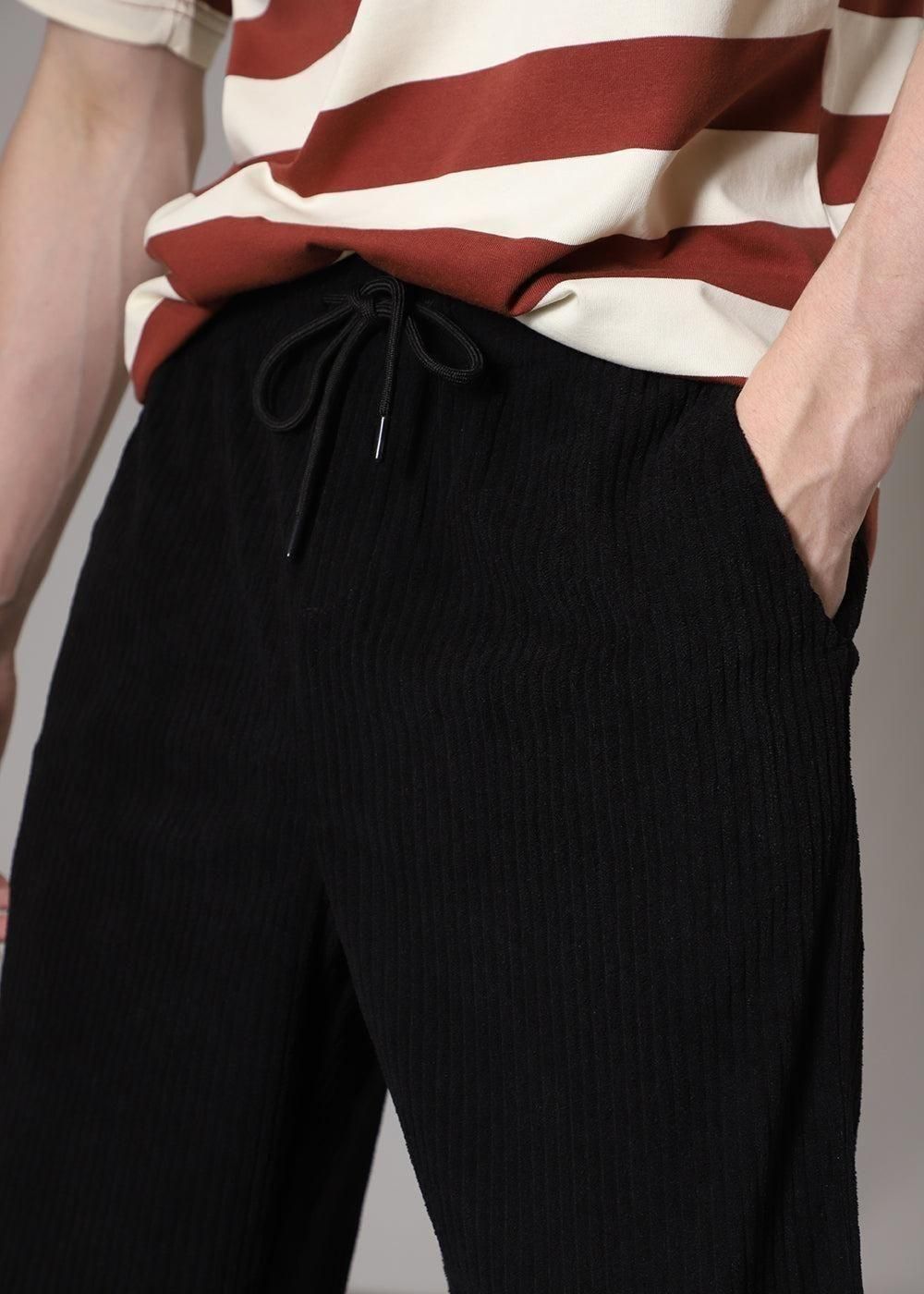 Men's corduroy Fabric Stylish Pants (Black, Pack of 1)